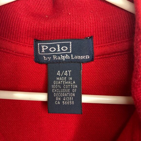 Polo Ralph Lauren 4/4T Red Quarter-Zip Pullover Sweater Boys Classic - Picture 3 of 4